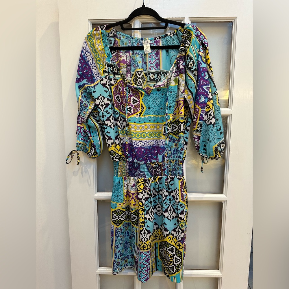 Vintage Cache Y2K Blouson Bohemian Hippie Open Sleeves Mini Dress Size Small S